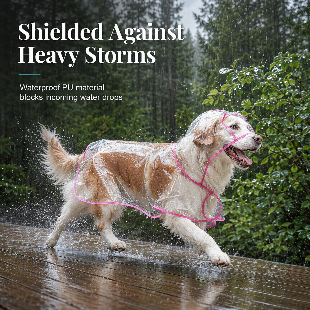 🐕 50% korting! Transparante waterdichte regenjas voor honden – kristalhelder zicht, PU-bescherming tegen storm & verstelbare buikband. Voor grote rassen! ✨🌧️