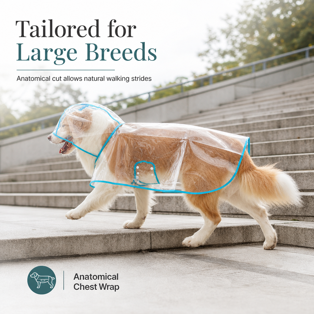 🐕 50% korting! Transparante waterdichte regenjas voor honden – kristalhelder zicht, PU-bescherming tegen storm & verstelbare buikband. Voor grote rassen! ✨🌧️