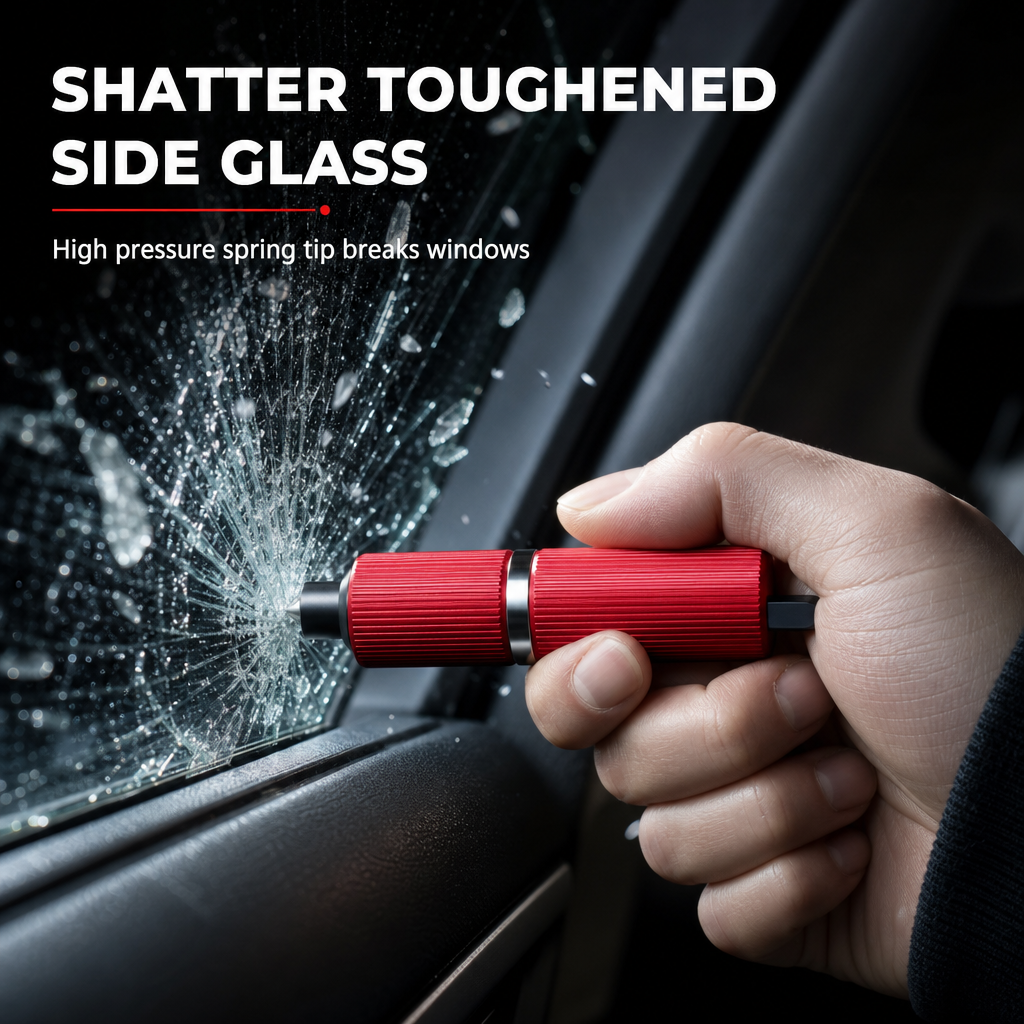 🚗 50% korting! Mini auto veiligheidshamer – wolfraam punt verbrijzelt glas in 1 seconde, snijdt veiligheidsgordels & plakt overal. Universeel voor elke auto! ✨🔨