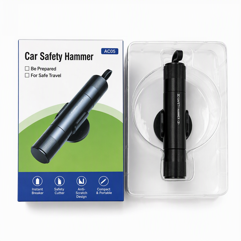 🚗 50% korting! Mini auto veiligheidshamer – wolfraam punt verbrijzelt glas in 1 seconde, snijdt veiligheidsgordels & plakt overal. Universeel voor elke auto! ✨🔨