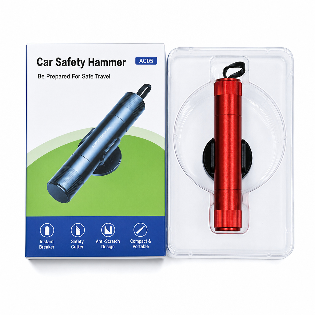 🚗 50% korting! Mini auto veiligheidshamer – wolfraam punt verbrijzelt glas in 1 seconde, snijdt veiligheidsgordels & plakt overal. Universeel voor elke auto! ✨🔨