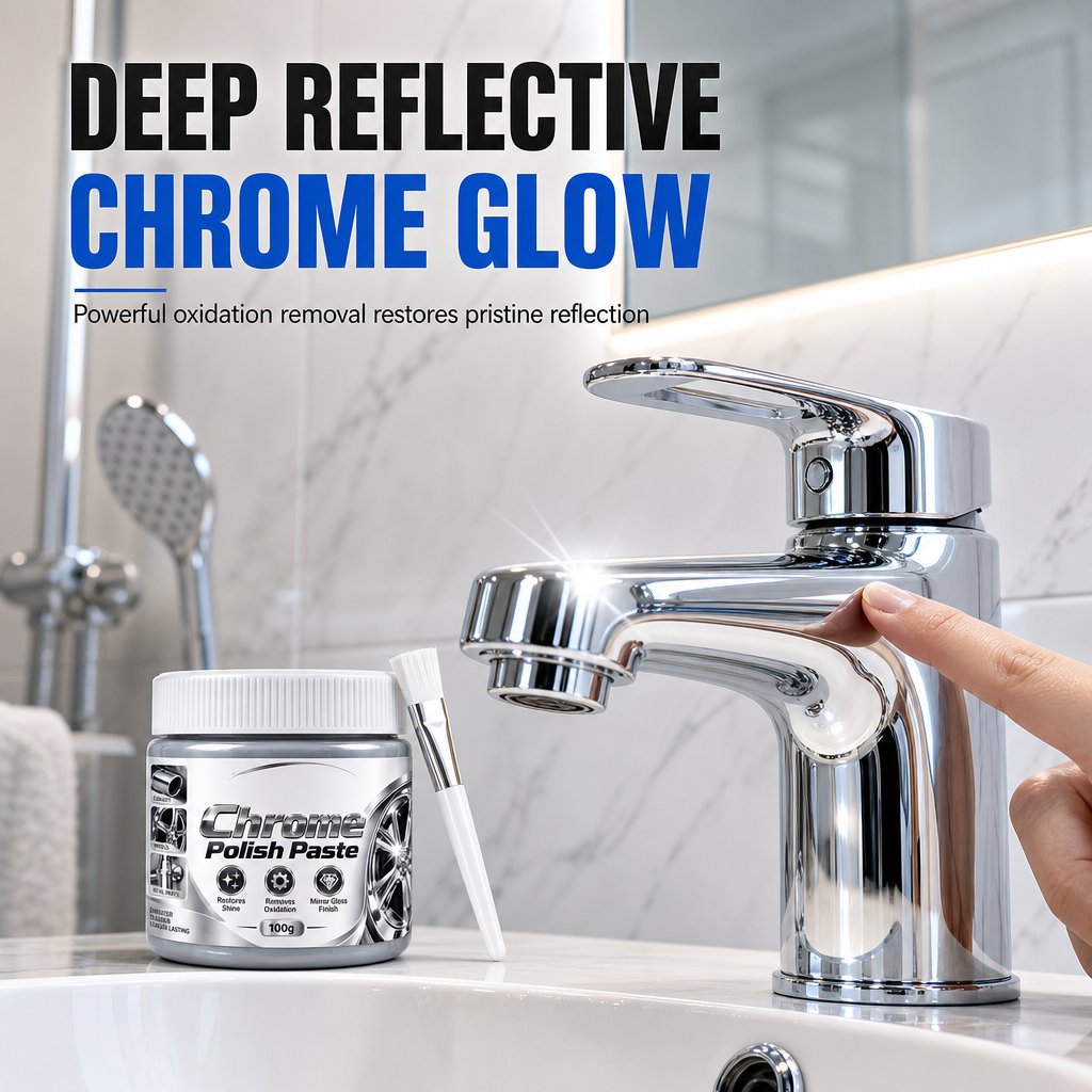 ✨ 50% korting! Chroom polijstpasta met precisieborstel – herstelt spiegelglans, verwijdert roest & watervlekken. Krasvrij & universeel voor velgen & armaturen! 💪🧴
