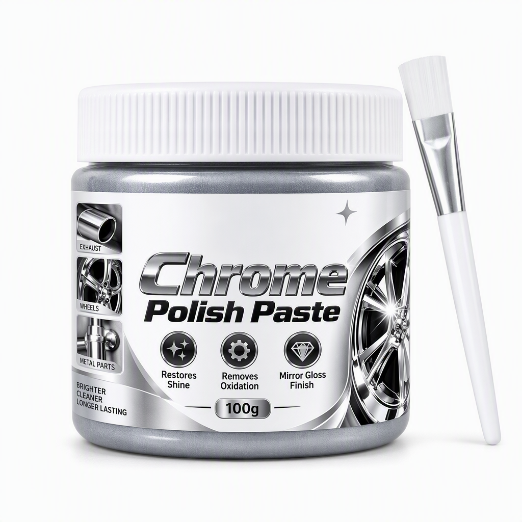 ✨ 50% korting! Chroom polijstpasta met precisieborstel – herstelt spiegelglans, verwijdert roest & watervlekken. Krasvrij & universeel voor velgen & armaturen! 💪🧴