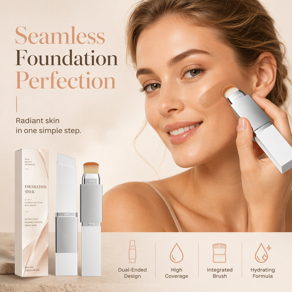 💄 50% korting! 2-in-1 foundation stick – hoge dekking, matte finish & naadloos blendbaar. Verbergt vlekken & roodheid in 1 swipe. 12 g, dubbelzijdig! ✨🪄