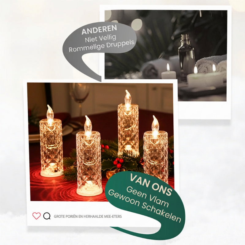 🕯️ 50% korting! LED kristallen kaars – geen vlam, gewoon schakelen, 8-12 uur betrouwbaar licht & een doordacht geschenk. Creëer een romantische avond! ✨🎁
