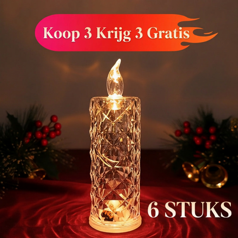 🕯️ 50% korting! LED kristallen kaars – geen vlam, gewoon schakelen, 8-12 uur betrouwbaar licht & een doordacht geschenk. Creëer een romantische avond! ✨🎁