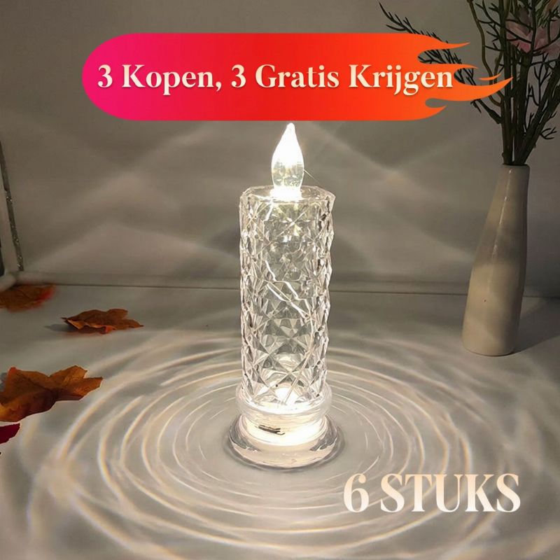 🕯️ 50% korting! LED kristallen kaars – geen vlam, gewoon schakelen, 8-12 uur betrouwbaar licht & een doordacht geschenk. Creëer een romantische avond! ✨🎁
