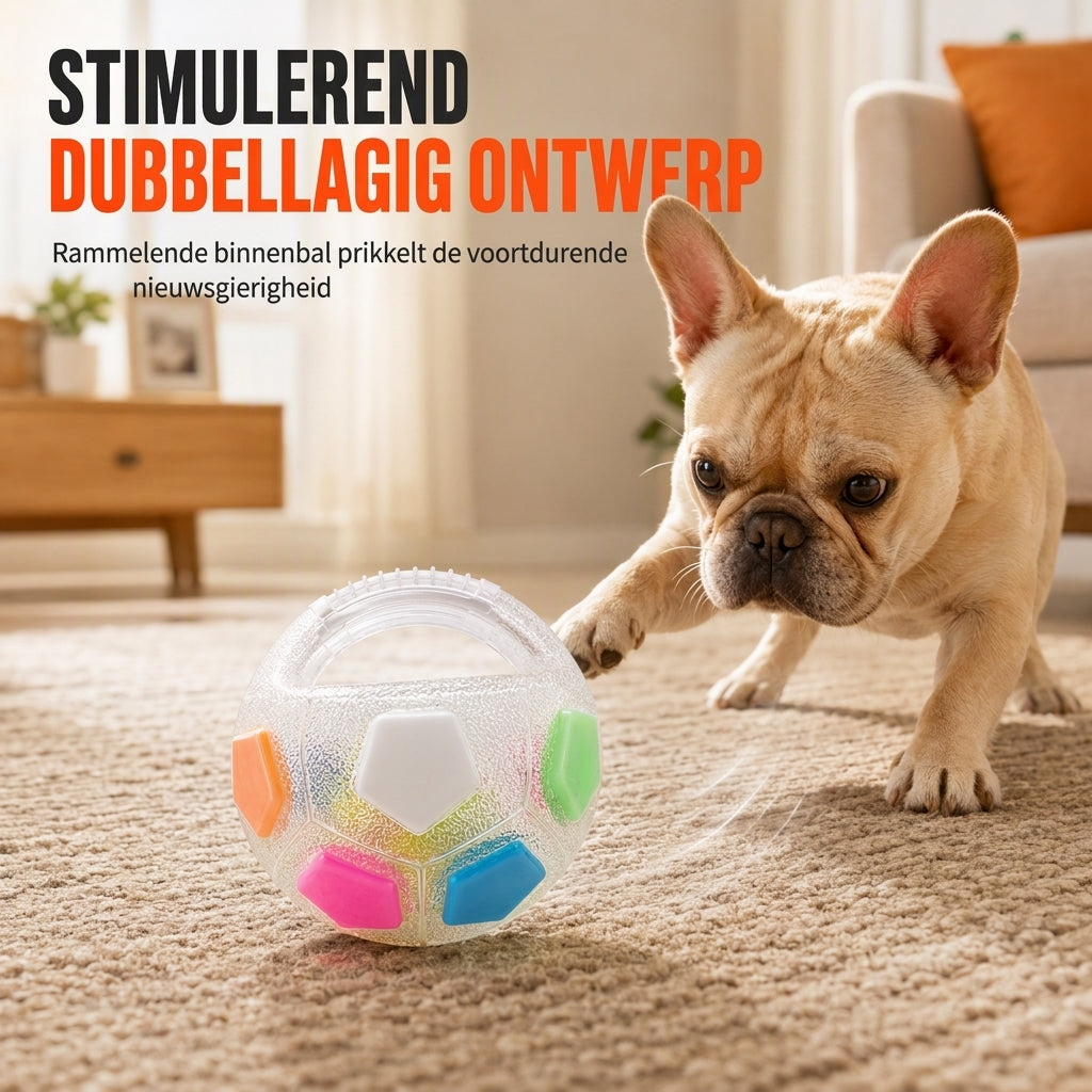 🐕 50% korting! Interactief hondenvoetbal – sterk TPR-rubber, bijtvast & dubbellaags ontwerp met bewegende kern. Perfect voor buiten, apporteren & trekken! ✨⚽