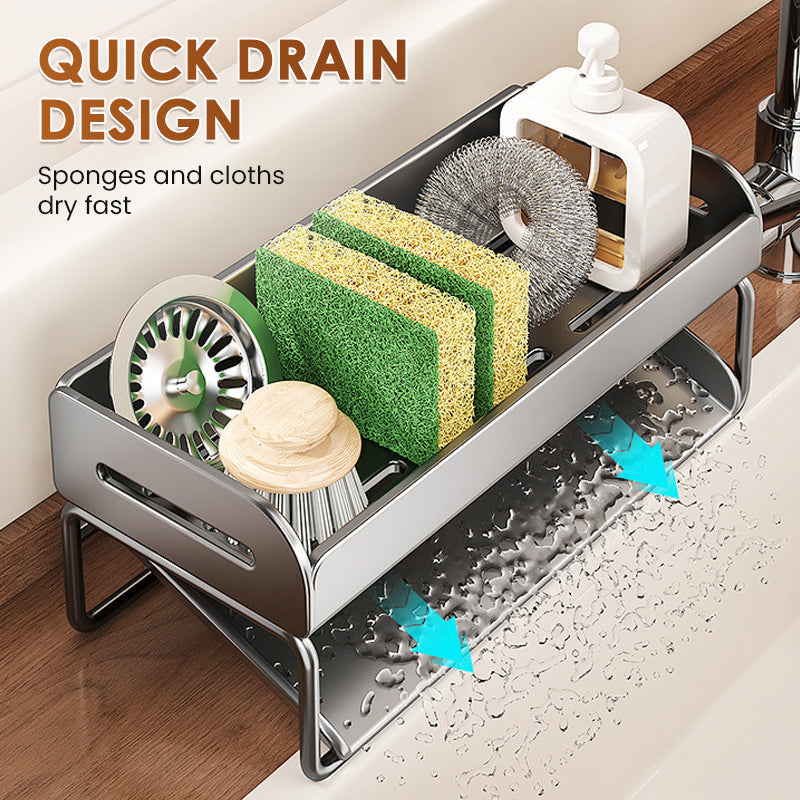 🧽 50% korting! Multifunctioneel gootsteen afdruiprek – koolstofstaal, geventileerd drainageontwerp & ruimte voor flessen. Houd je aanrecht netjes & georganiseerd! ✨🔧