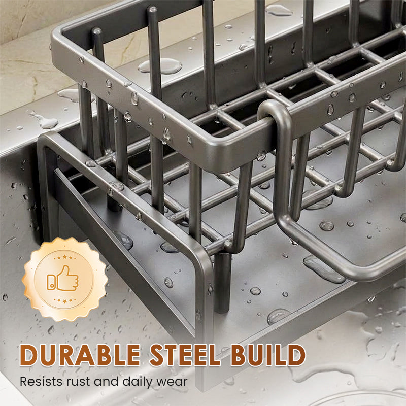 🧽 50% korting! Multifunctioneel gootsteen afdruiprek – koolstofstaal, geventileerd drainageontwerp & ruimte voor flessen. Houd je aanrecht netjes & georganiseerd! ✨🔧