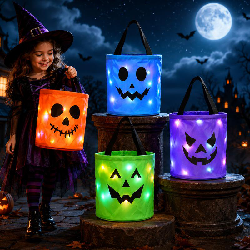 🎃 50% korting! Halloween LED snoepemmer – ingebouwde LED-verlichting, grote opbergruimte & stevige niet-geweven stof. Perfect voor trick-or-treat! ✨🍬