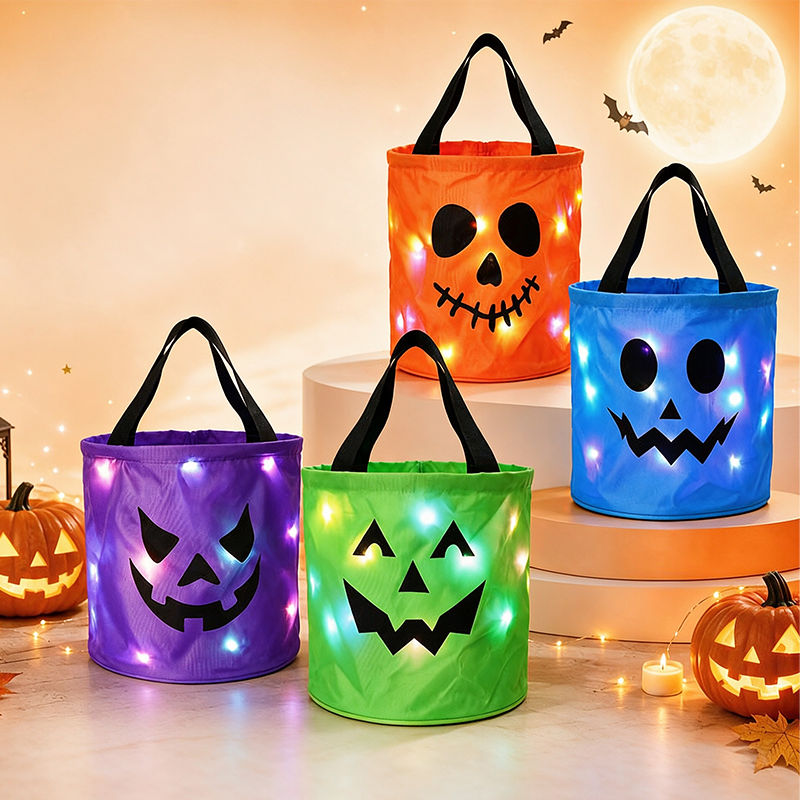 🎃 50% korting! Halloween LED snoepemmer – ingebouwde LED-verlichting, grote opbergruimte & stevige niet-geweven stof. Perfect voor trick-or-treat! ✨🍬
