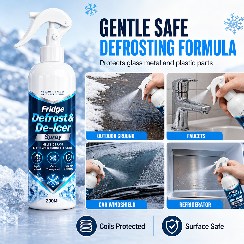 ❄️ 50% korting! Snelle ontdooisspray – minder schrapen, gerichte spray & inclusief kunststof schraper. 200 ml – voor koelkast, vriezer & vriesvak! ✨🧊