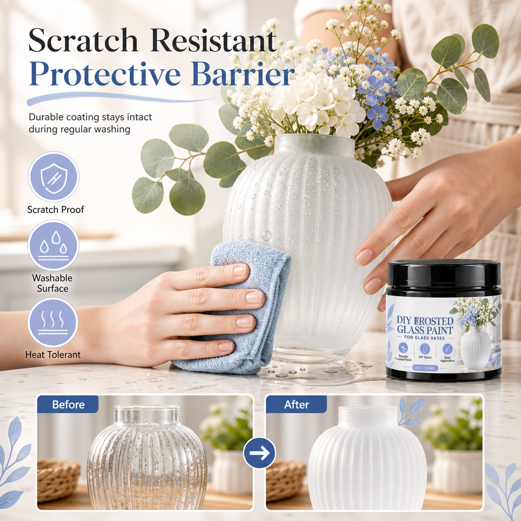 🎨 50% korting! DIY glasfrostverf – maak transparant glas matglanzend, gelijkmatig & krasbestendig. Inclusief spons, 30 ml – voor vazen, kaarsenhouders & potten! ✨🪟