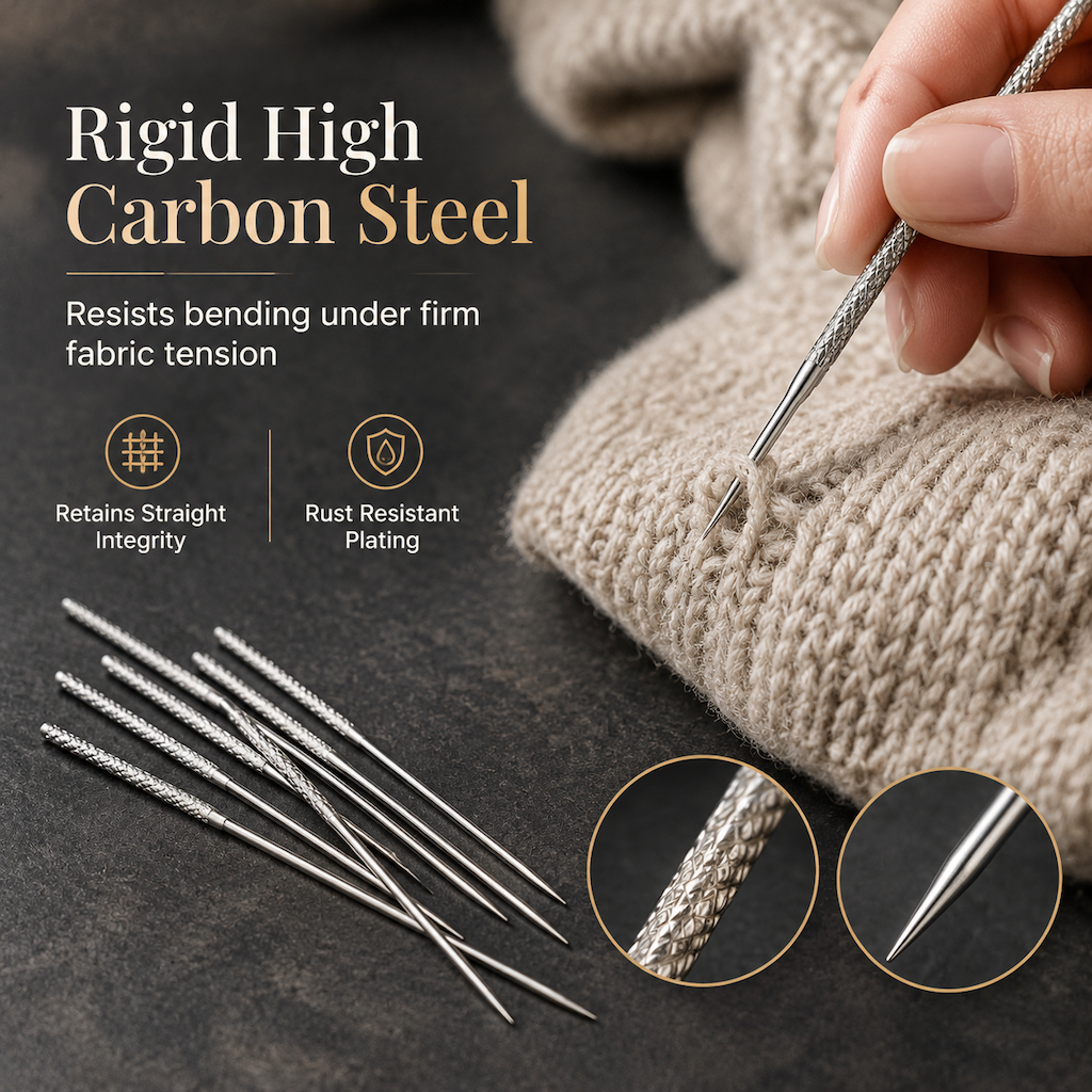 🧶 50% korting! Handnaainaalden met gekartelde kop – herstelt trekjes in breisels, verbergt losse lussen & 25 stuks. Koolstofstaal – voor een onzichtbare afwerking! ✨🪡