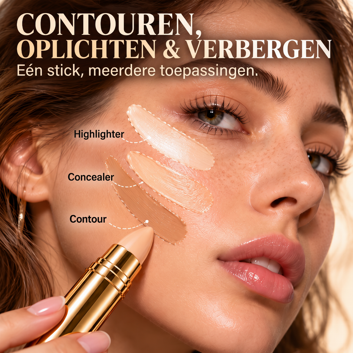 ✨ 50% korting! Naadloze concealer & contourstift – dekt vlekken, verfrist donkere kringen & 3 natuurlijke tinten. Romige textuur, compact & draagbaar – 1 stift, 3 functies! 💄🎯
