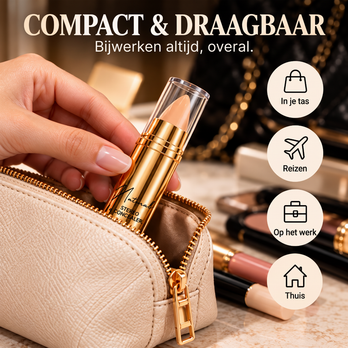 ✨ 50% korting! Naadloze concealer & contourstift – dekt vlekken, verfrist donkere kringen & 3 natuurlijke tinten. Romige textuur, compact & draagbaar – 1 stift, 3 functies! 💄🎯