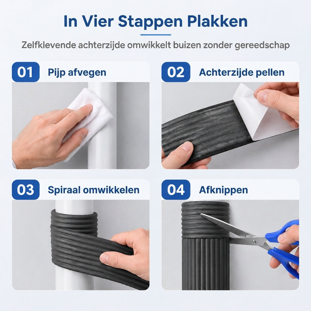 ❄️ 50% korting! Zelfklevende leidingisolatie – dichte schuimwrap, voorkomt bevriezing & barsten. Eenvoudig aan te brengen in 4 stappen – 7 kleuren! ✨🔧