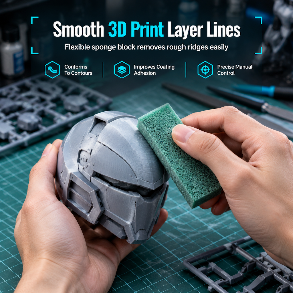 🧽 50% korting! Schuur- en polijstspons voor 3D-prints – egaliseert laaglijnen, flexibel & geen verstapping. Voor een naadloze zijdeglans afwerking! ✨🔧