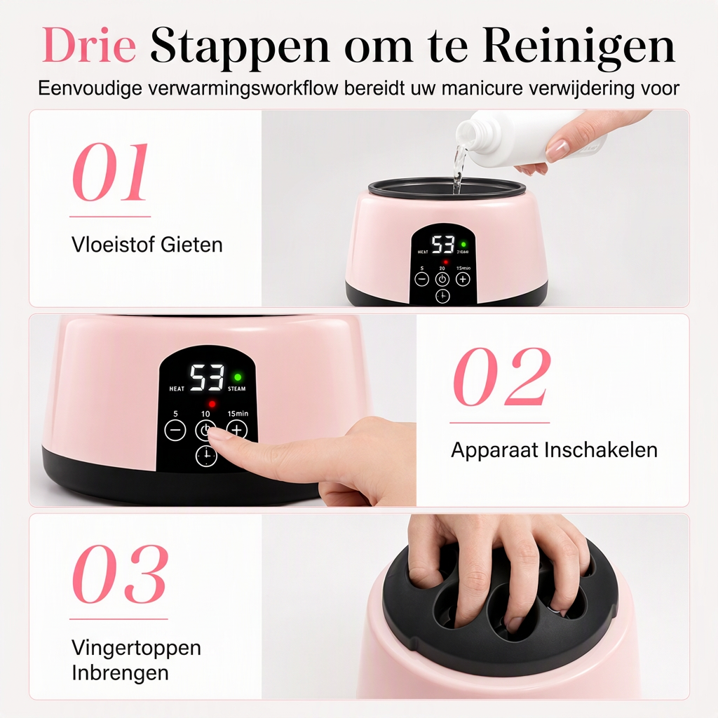 💅 50% korting! Elektrische gelnagellak-remover – verwarmt meerdere nagels, instelbare timer & compact tafelmodel. Sneller verwijderen zonder hard schrapen – wit of roze! ✨🔥