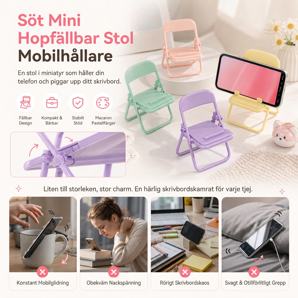 🪑 50% korting! Opvouwbare stoel telefoonhouder – veilige telefoongroef, plat opvouwbaar & past in elke zak. Schattig pasteldesign voor bureau & nachtkastje! ✨📱