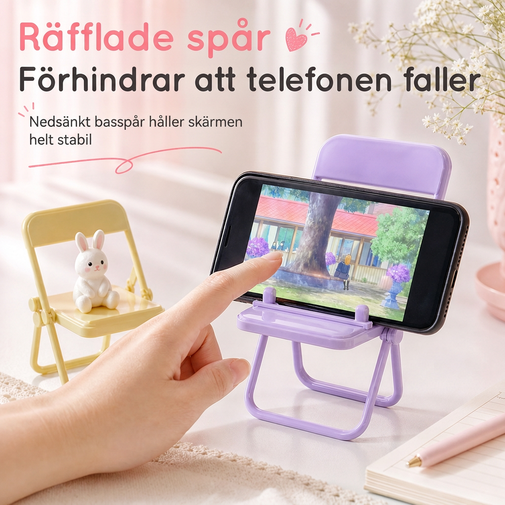 🪑 50% korting! Opvouwbare stoel telefoonhouder – veilige telefoongroef, plat opvouwbaar & past in elke zak. Schattig pasteldesign voor bureau & nachtkastje! ✨📱