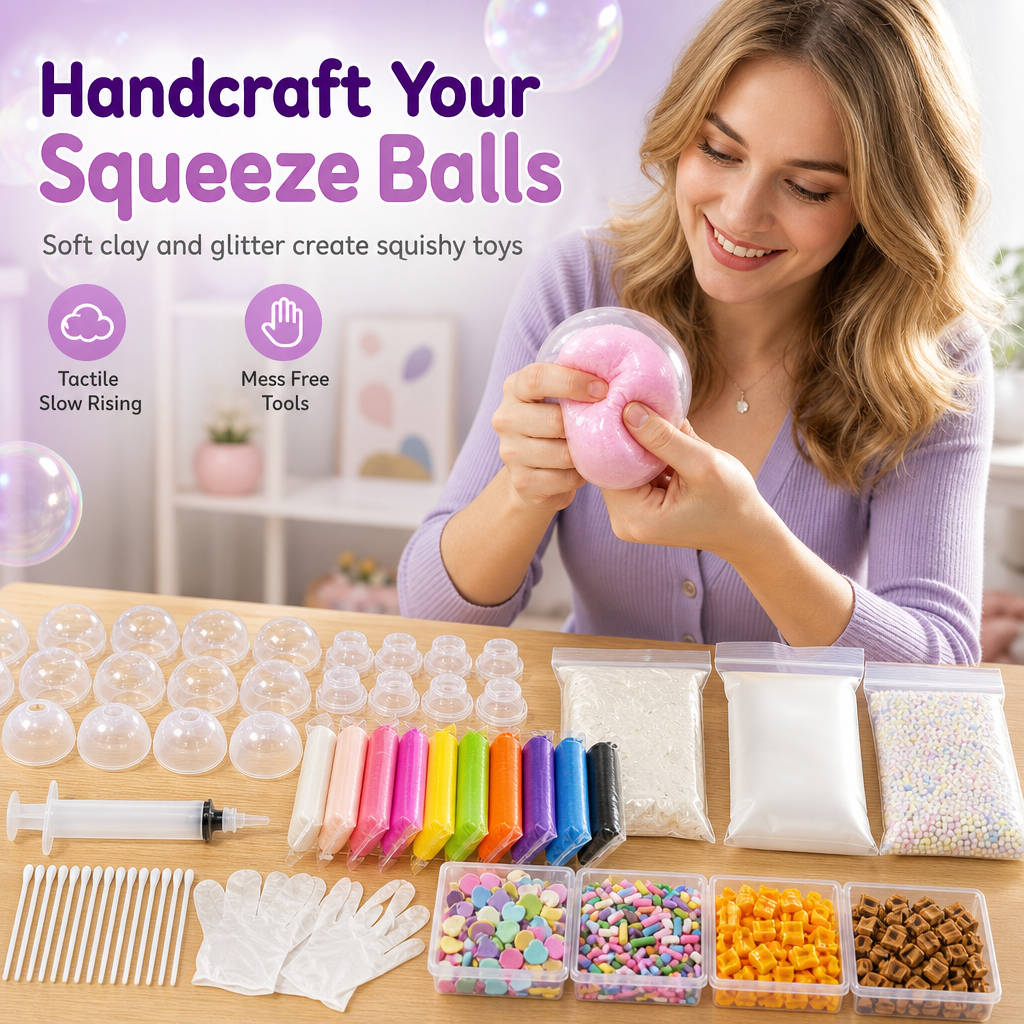 🎨 50% korting! DIY knijpballen set – maak je eigen stressbal met klei & glittervulling, langzame rebound & lek vrij. Creatief speelplezier voor kinderen! ✨🤲