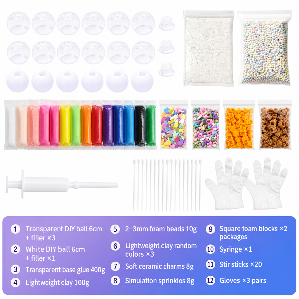 🎨 50% korting! DIY knijpballen set – maak je eigen stressbal met klei & glittervulling, langzame rebound & lek vrij. Creatief speelplezier voor kinderen! ✨🤲