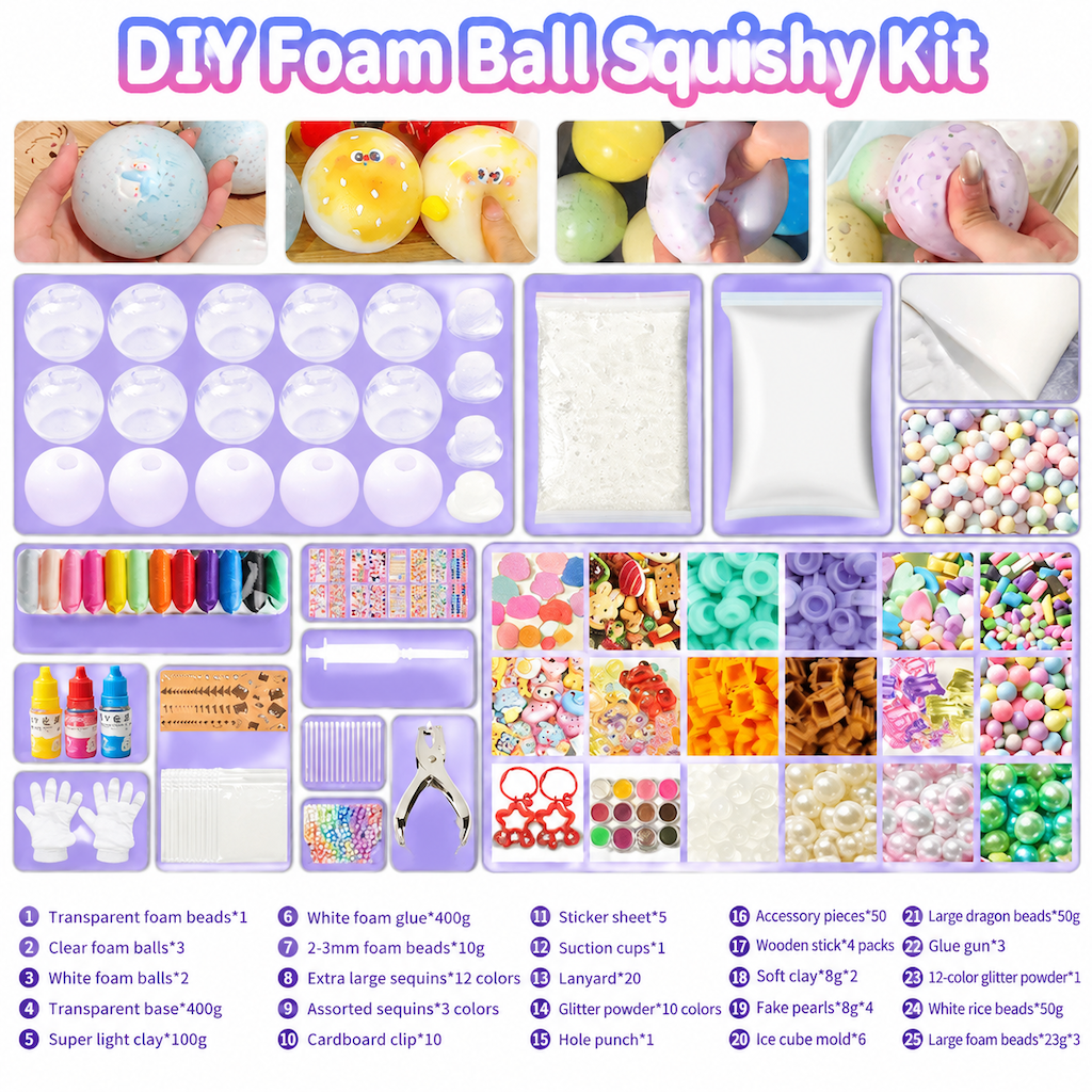 🎨 50% korting! DIY knijpballen set – maak je eigen stressbal met klei & glittervulling, langzame rebound & lek vrij. Creatief speelplezier voor kinderen! ✨🤲
