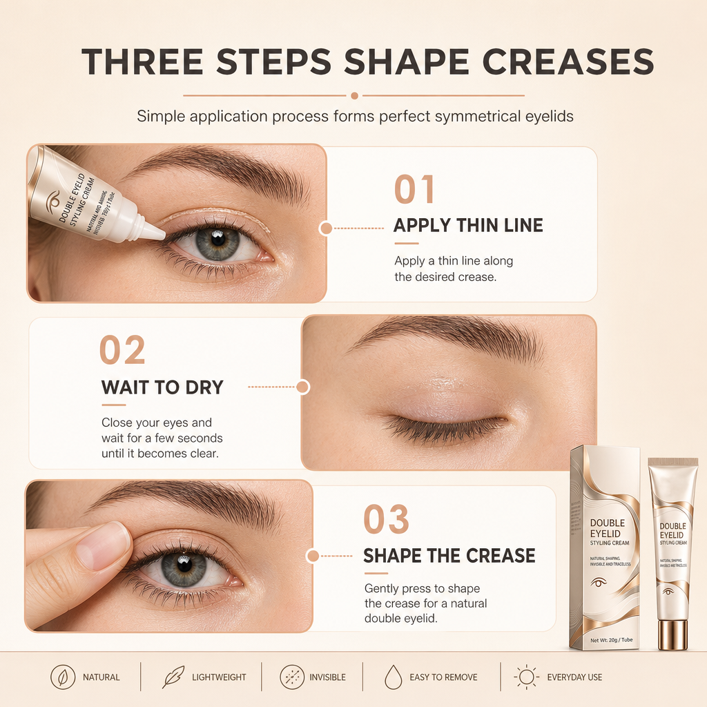 👁️ 50% korting! Double eyelid styling crème – onzichtbare matte finish, precisietip & symmetrische ogen de hele dag. Natuurlijk resultaat zonder tape! ✨💫
