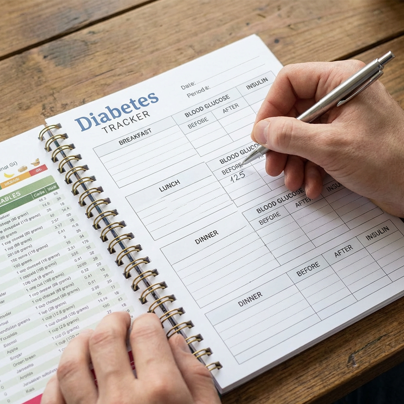 📔 50% korting! Diabetes tracker boek – volg bloedsuiker, maaltijden, insuline & slaap. Inclusief GI-gids & maaltijdplanner – A5, compact & draagbaar! ✨💙