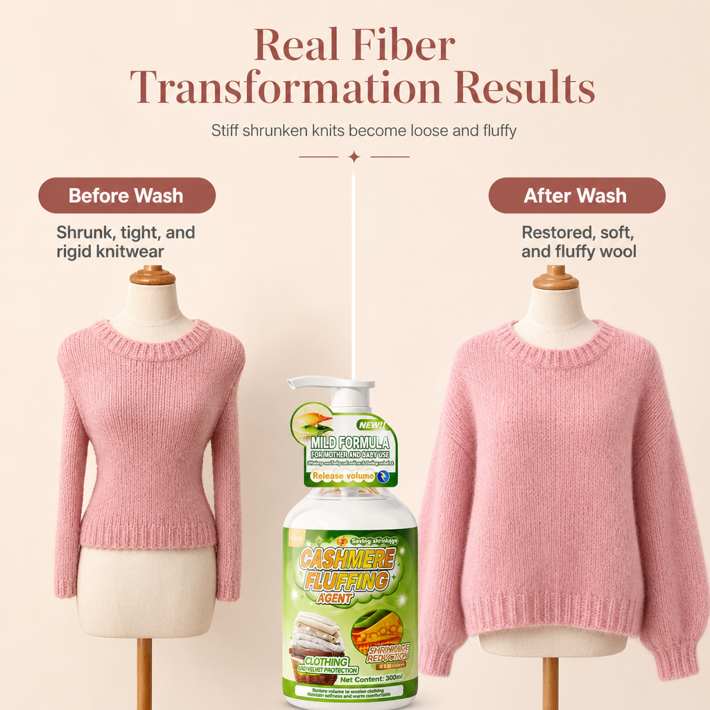 🧶 50% korting! Wasverzachter voor wol & kasjmier – zachte verzorging, soepel gevoel & 300 ml. Speciaal voor delicate gebreide kleding – roze of groen! ✨🧴