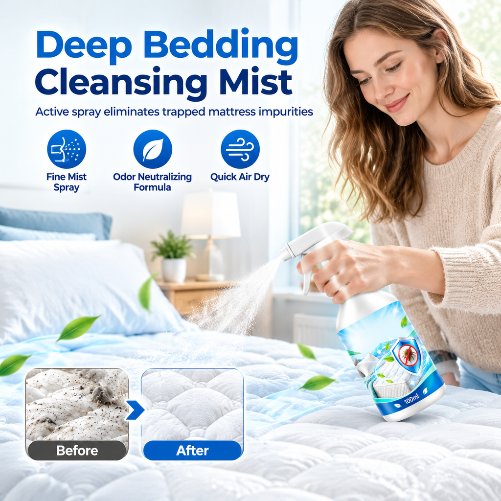 🛏️ 50% korting! Matras- & beddingspray – brede fijne nevel, verfrist matrassen, lakens & textiel. Compacte spuitfles, 100 ml – eenvoudig & fris! ✨🧴