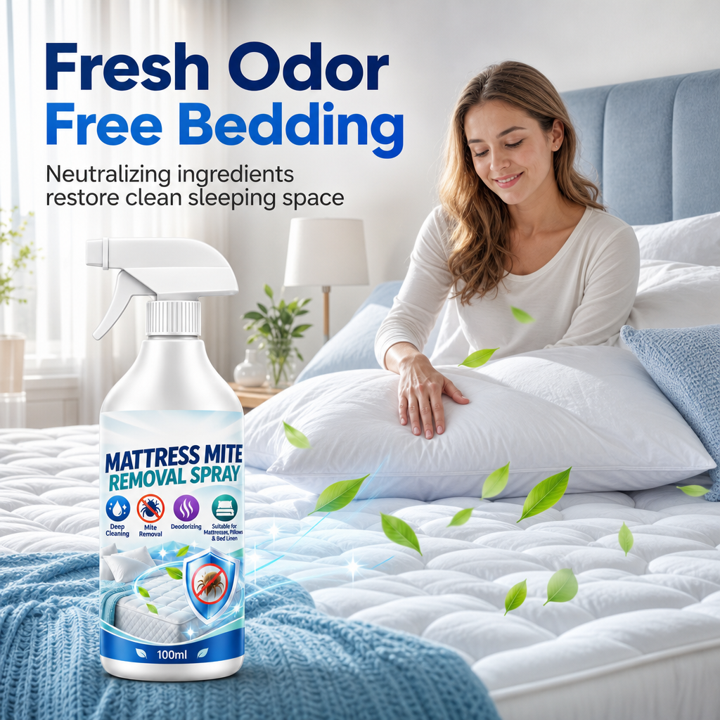 🛏️ 50% korting! Matras- & beddingspray – brede fijne nevel, verfrist matrassen, lakens & textiel. Compacte spuitfles, 100 ml – eenvoudig & fris! ✨🧴