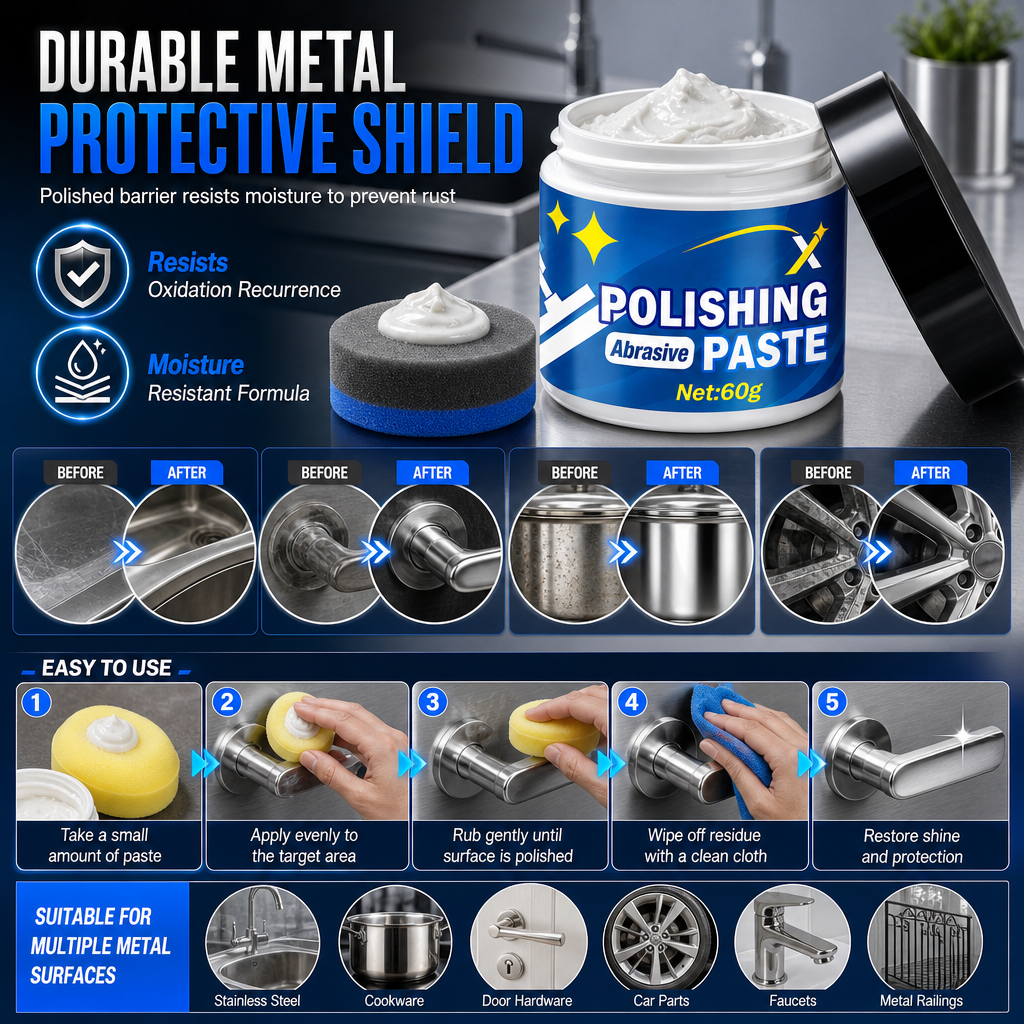 ✨ 50% korting! KineShineX metaalpolijstpasta – verwijdert oxidatie & krassen, herstelt spiegelglans & beschermt tegen vocht. 60 g – professioneel resultaat voor auto & huis! 🔧💎