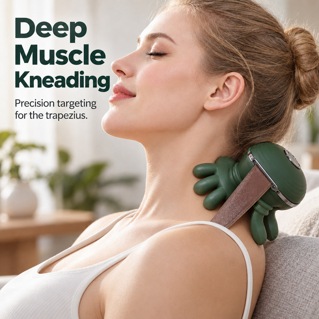 💆 50% korting! Bionische 3D nek- & schoudermassager – 5-vingerige kneedtechniek, dubbele warmtezones & handsfree draagband. 2000 mAh – overal verlichting! ✨💪