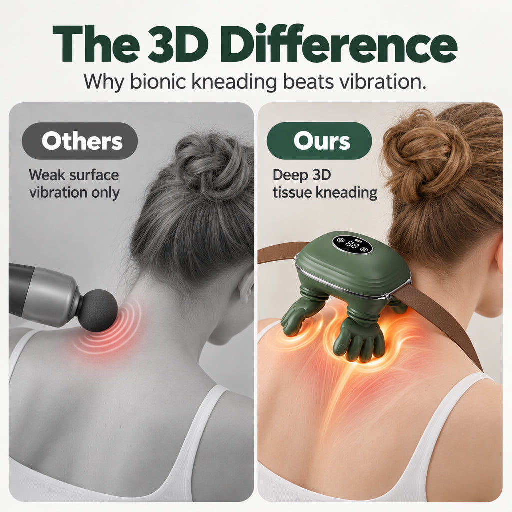 💆 50% korting! Bionische 3D nek- & schoudermassager – 5-vingerige kneedtechniek, dubbele warmtezones & handsfree draagband. 2000 mAh – overal verlichting! ✨💪