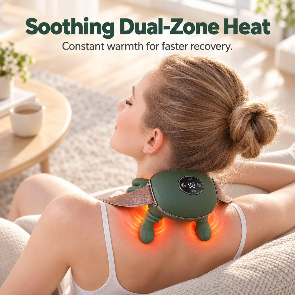 💆 50% korting! Bionische 3D nek- & schoudermassager – 5-vingerige kneedtechniek, dubbele warmtezones & handsfree draagband. 2000 mAh – overal verlichting! ✨💪