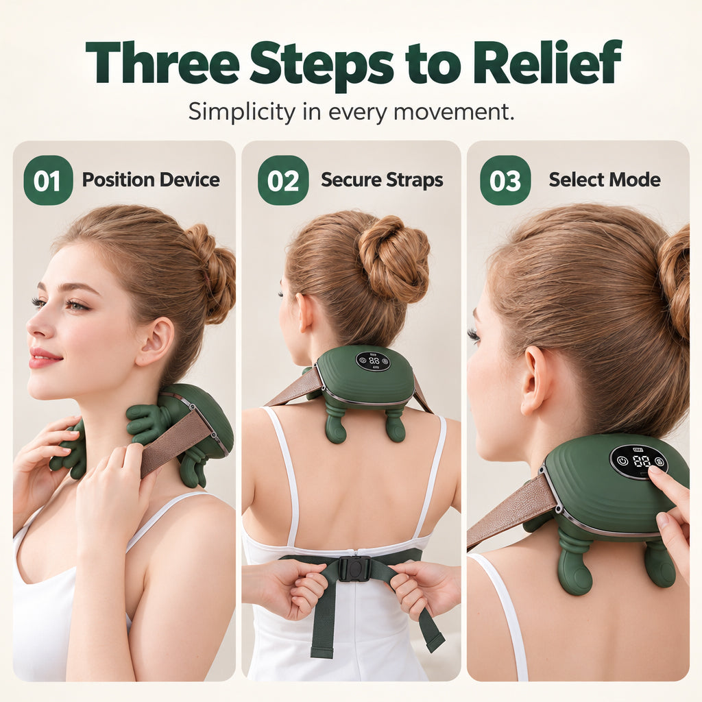 💆 50% korting! Bionische 3D nek- & schoudermassager – 5-vingerige kneedtechniek, dubbele warmtezones & handsfree draagband. 2000 mAh – overal verlichting! ✨💪