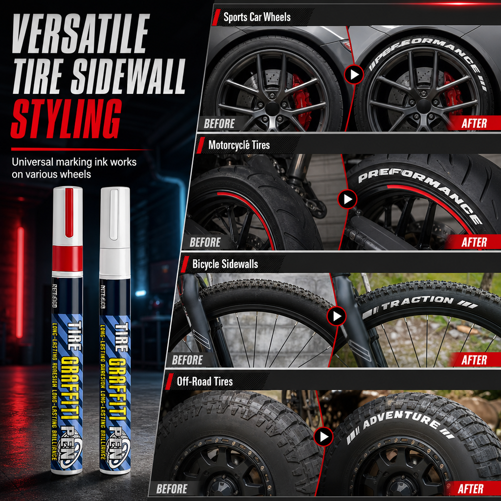🚗 50% korting! Waterdichte bandenmarker – heldere, dekkende inkt voor bandenletters, veegbestendig & slijtvast. 6 kleuren – upgrade je wielen direct! ✨🖊️