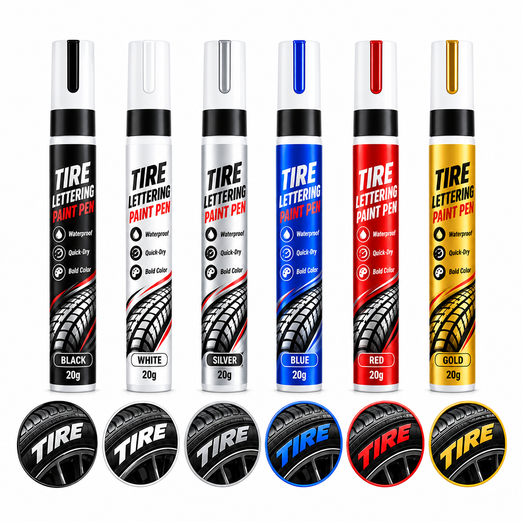 🚗 50% korting! Waterdichte bandenmarker – heldere, dekkende inkt voor bandenletters, veegbestendig & slijtvast. 6 kleuren – upgrade je wielen direct! ✨🖊️