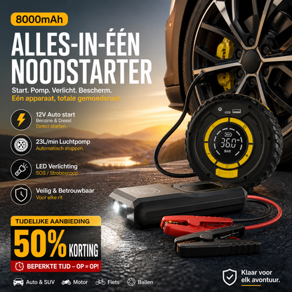 🚗 50% korting! 2-in-1 acculader & bandenpomp – 3-in-1 functie, draadloos & altijd klaar voor noodgevallen! ⚡✨