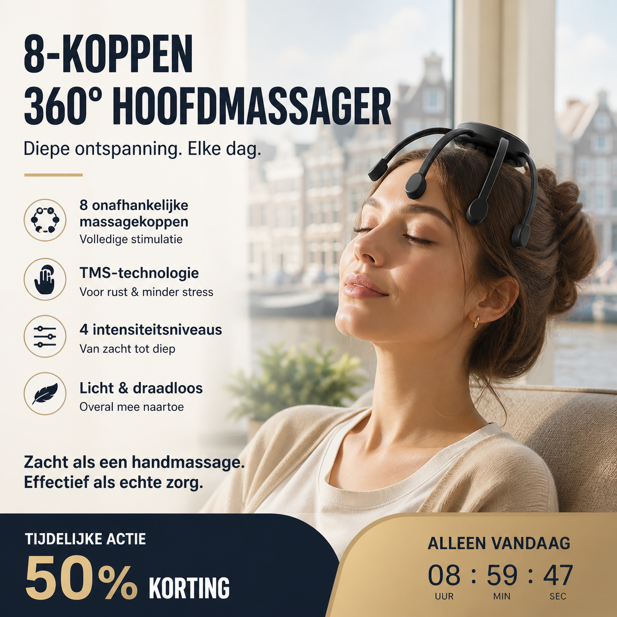 🧠 50% korting! Hoofdhuidmassageapparaat – 8 koppen, 360° massage, 4 modi & draagbaar. Ontspan overal & verbeter uw slaap! ⚡💆‍♂️