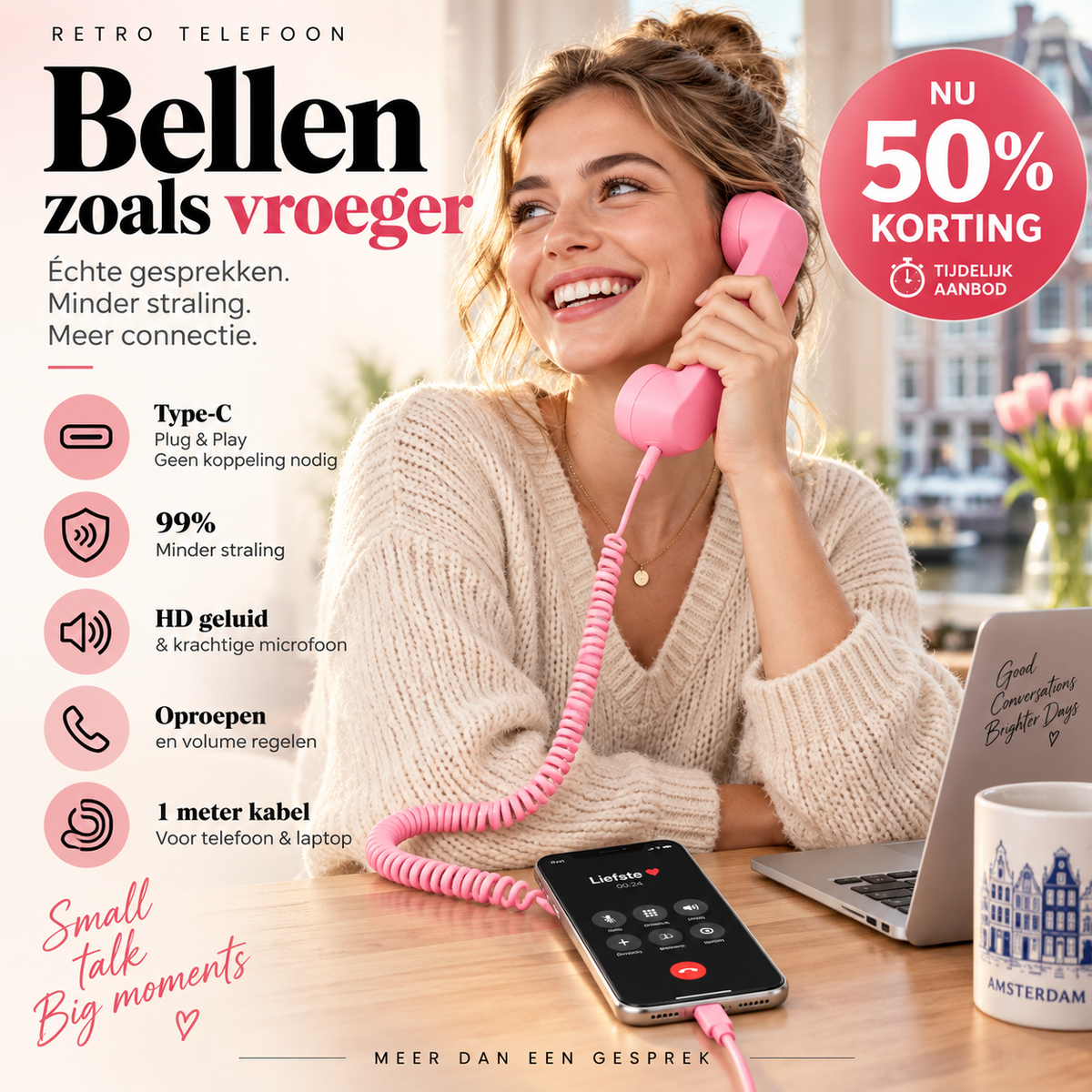 ☎️ 50% korting! Retro telefoonhoorn – uniek cadeau voor bijzondere gelegenheden. Vintage design & Bluetooth – voor thuis & kantoor! ✨🎁