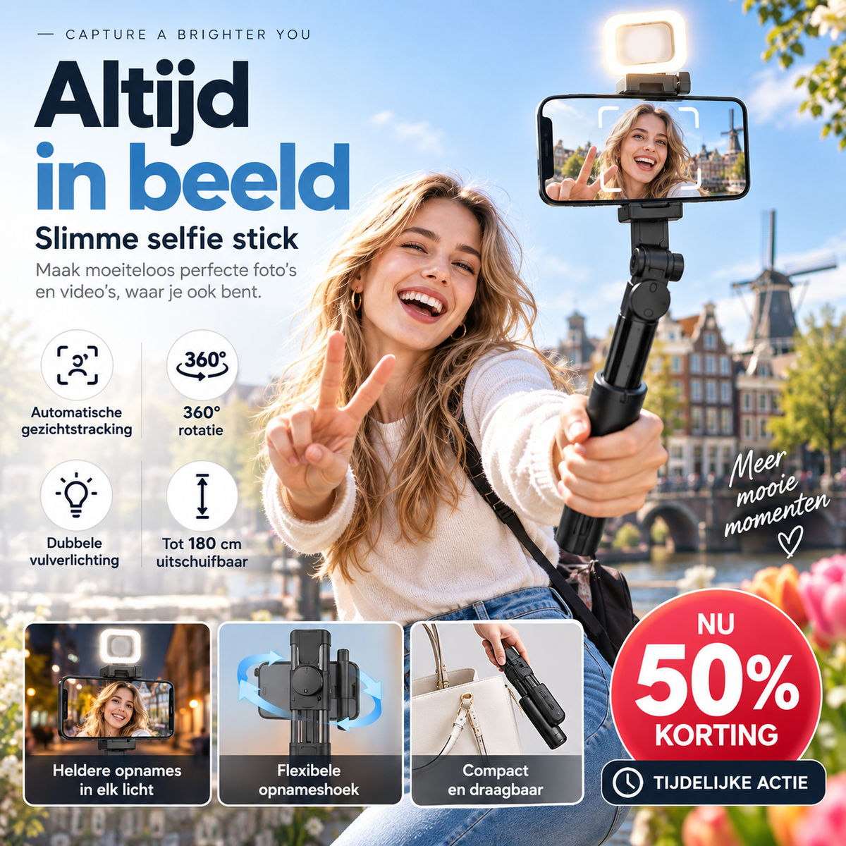 Capture Perfect Shots Instantly! 180cm Smart Face-Tracking Selfie Stick