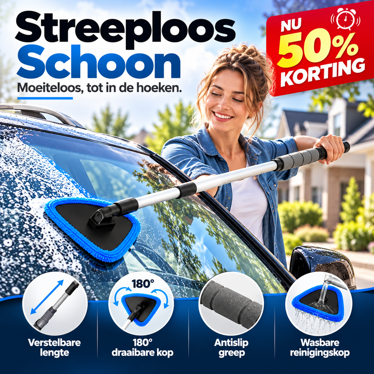 Magnetische autoruitreiniger met twee onderdelen | Reinigingsset voor autoruiten zonder strepen