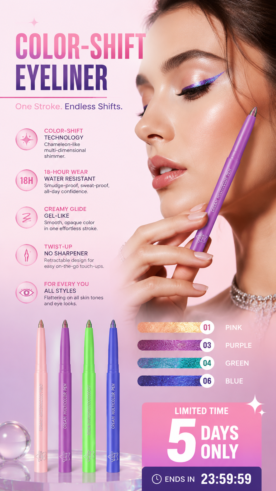 🔥 50% KORTING · Vlekvrije eyeliner met kleurverloop ✨