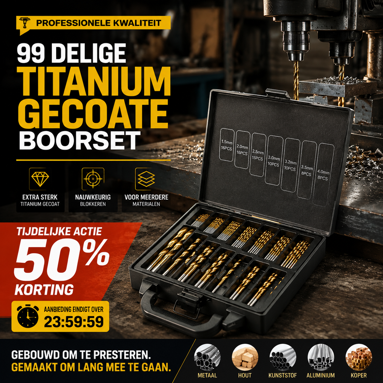 🔥Zeitlich begrenztes Angebot: 50 % RABATT!🔧 Äußerst effizientes Werkzeug, der Favorit erfahrener Handwerker! Factory Outlet – 90-teiliges Set titanbeschichteter Bohrer
