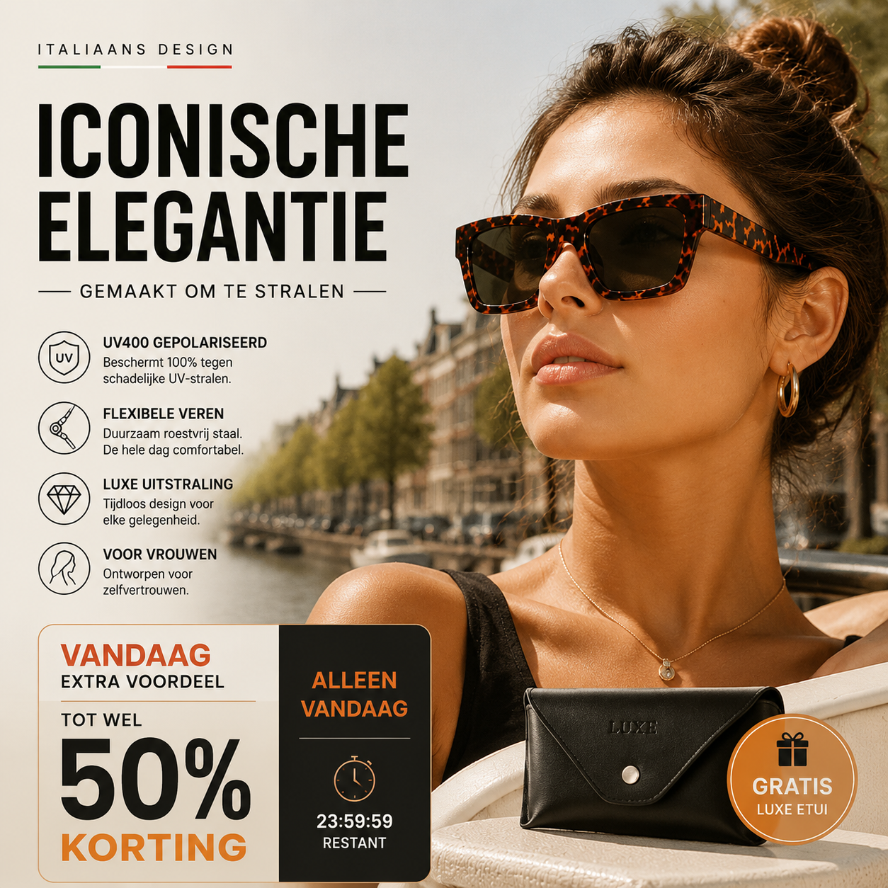 🕶️ Italiaans ontworpen polaroid-zonnebril – UV400 en flexibele scharnieren voor ultiem comfort! ✨