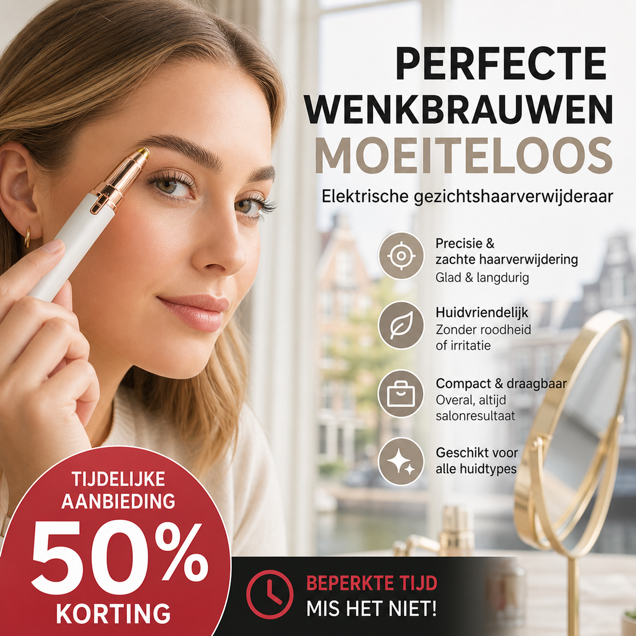 ✨ Laatste dag! 50% korting op elektrische wenkbrauwtrimmer – precisie, snelheid en veilig stylen, draagbaar voor thuis en reis.